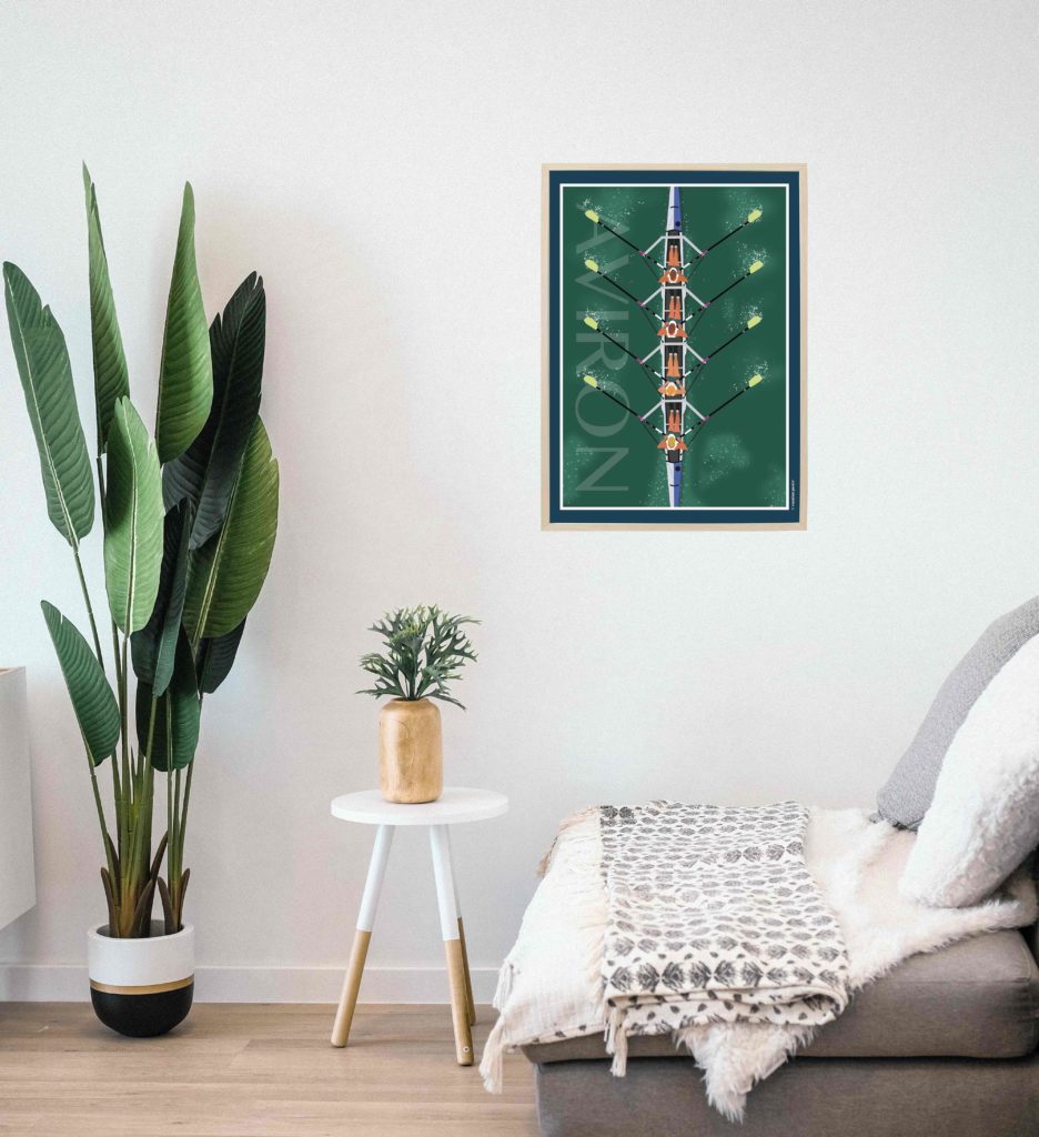 affiche encadrement bois salon aviron | vocation poster