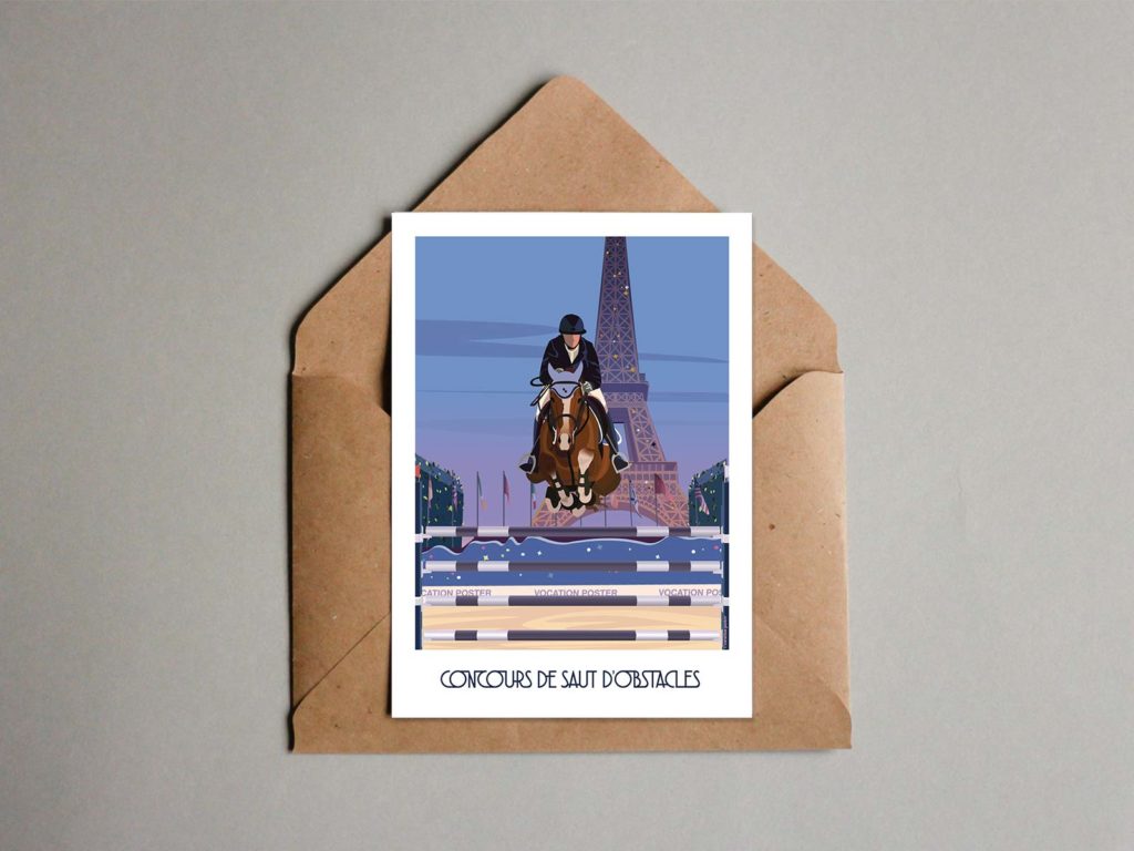 Cheval focus Tour Eiffel carte postale