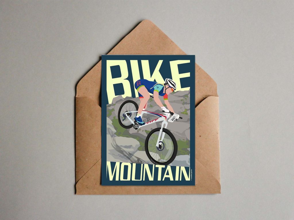 VTT descente montagne carte postale